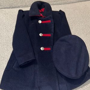 Toddler navy blue pea coat with hat size 3T